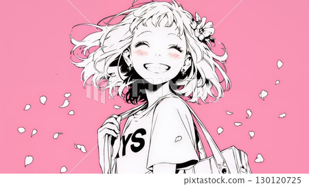 A young woman saying "Yes" with a big smile (simple colors) 130120725