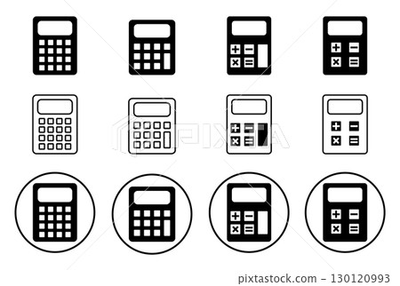Calculator Icons Set. Accounting calculator symbols. Calculator Icons in Various Styles. Calculator Icons Set. Accounting calculator symbols. Calculator Icons in Various Styles. 130120993