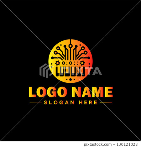 Technology logo and icon symbol clean flat modern minimalist business and digital internet web logo design editable vector 130121028
