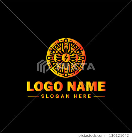 Technology logo and icon symbol clean flat modern minimalist business and digital internet web logo design editable vector 130121042
