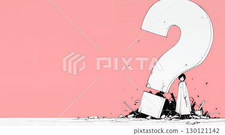 Scene with a question mark: A question mark is born in your head (simple color usage) 130121142