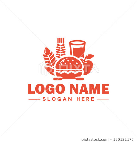 restaurant, bar, coffee shop, bbq, bakery, cafe, food logo and icon symbol clean flat modern minimalist business logo design editable vector 130121175