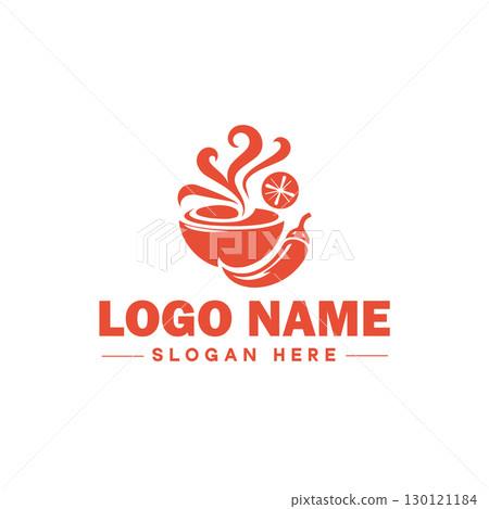 restaurant, bar, coffee shop, bbq, bakery, cafe, food logo and icon symbol clean flat modern minimalist business logo design editable vector 130121184