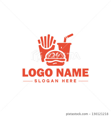 restaurant, bar, coffee shop, bbq, bakery, cafe, food logo and icon symbol clean flat modern minimalist business logo design editable vector 130121218