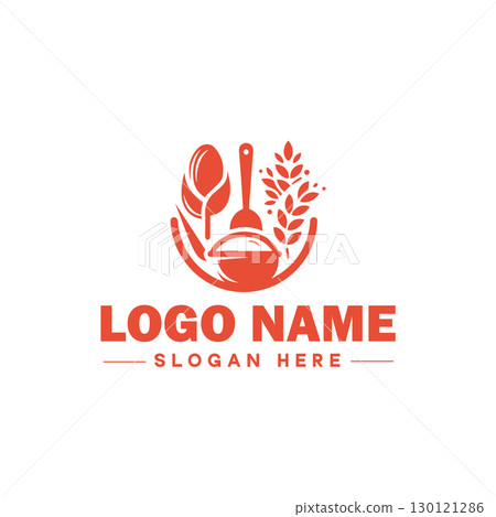 restaurant, bar, coffee shop, bbq, bakery, cafe, food logo and icon symbol clean flat modern minimalist business logo design editable vector 130121286