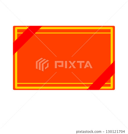 Coupon-style banner illustration with a red frame and yellow tape (transparent PNG) 130121704
