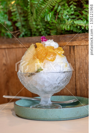 Perfect for summer! Mango and pineapple shaved ice 130121968
