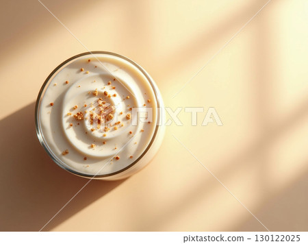 Creamy Top View Dessert Glass with Crumbles and Light Play Food 130122025