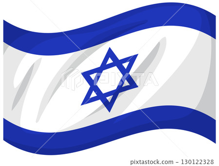 Waving Israeli Flag with Blue Star of David Symbol Waving Israeli Flag with Blue Star of David Symbol 130122328