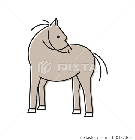 Stylish line drawing of a horse, landscape, full body, colored Stylish line drawing of a horse, landscape, full body, colored 130122362