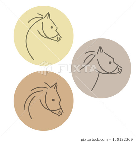 Stylish line drawing horse profile illustration set logo style 130122369