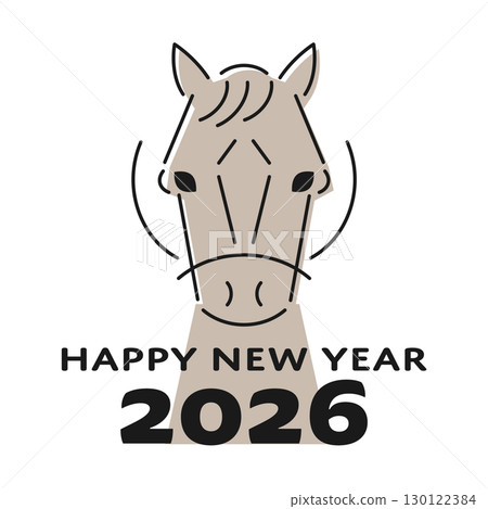 2026 Year of the Horse New Year's Card - Stylish Horse Face Line Drawing (Colored) 2026 Year of the Horse New Year's Card - Stylish Horse Face Line Drawing (Colored) 130122384