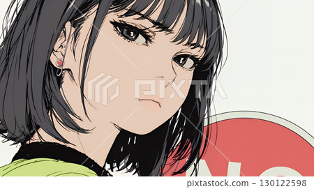 A woman giving the red card sign of "No" 130122598