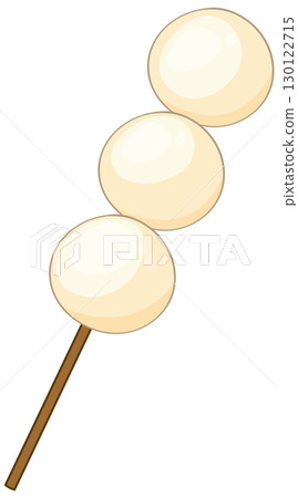 Japanese Dango Rice Dumplings on Wooden Skewer Illustration 130122715