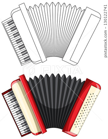 Vector Illustration of Red Piano Accordion Top View Vector Illustration of Red Piano Accordion Top View 130122741