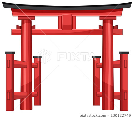 Traditional Japanese Torii Gate Vector Illustration 130122749