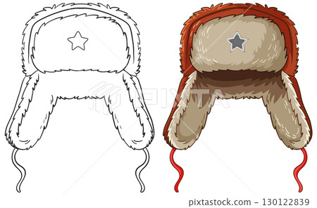 Fur Ushanka Hat with Star Emblem Vector Illustration Fur Ushanka Hat with Star Emblem Vector Illustration 130122839