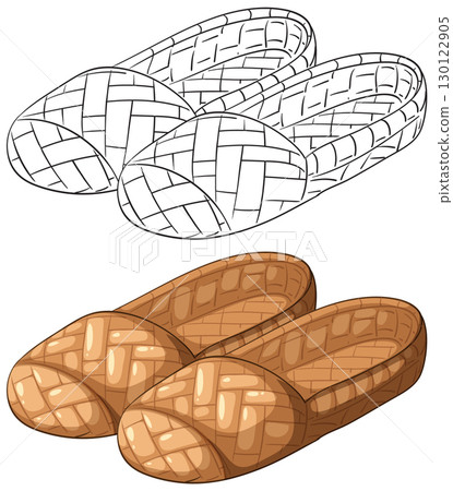 Traditional Russian Bast Shoes Vector Illustration Traditional Russian Bast Shoes Vector Illustration 130122905