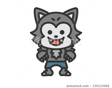 狼人角色圖示插圖(線條畫顏色) 狼人角色圖示插圖(線條畫顏色) 130123068