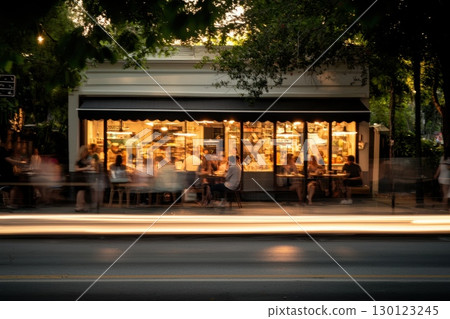 Urban Storefront with People Reflecting in Display 130123245