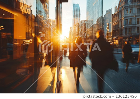 Diverse People Walking in Urban Setting at Sunset 130123450