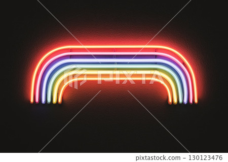 Vibrant Neon Rainbow Rectangle on Dark Background Vibrant Neon Rainbow Rectangle on Dark Background 130123476