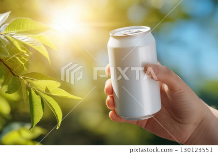 A person is holding a can of soda in a tree A person is holding a can of soda in a tree 130123551