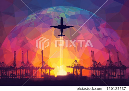 Bold Triangular Pattern with Layered Transparent Design in Sunset 130123587