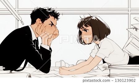 商務人士在辦公室爭吵（簡單的顏色） 130123902