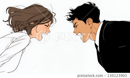 商務人士在辦公室爭吵（簡單的顏色） 130123903