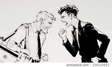 商務人士在辦公室爭吵（簡單的顏色） 130123911