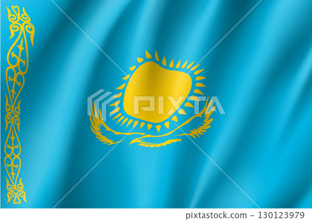 National flag of Kazakhstan Republic. National flag of Kazakhstan Republic. 130123979