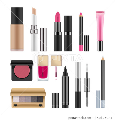 Realistic packages for decorative cosmetics. 130123985