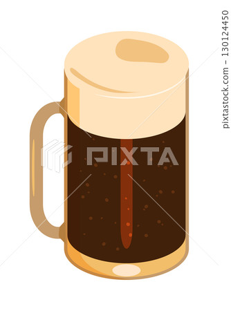 Illustration of dark beer poured into a mug (left) Illustration of dark beer poured into a mug (left) 130124450