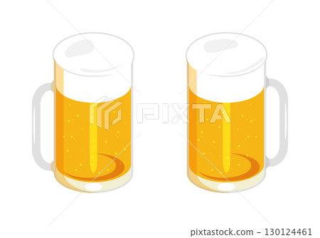 插圖組將啤酒倒入杯中 130124461