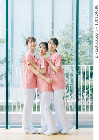 Three female nurses Three female nurses 130124696