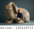 Jumbo Rabbit and a cute British boy 130124713