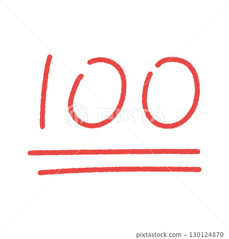 Cute, clear, red handwritten 100-point numbers - perfect score and number symbol Cute, clear, red handwritten 100-point numbers - perfect score and number symbol 130124870