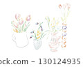 Pale-colored hand-drawn flower illustration 130124935
