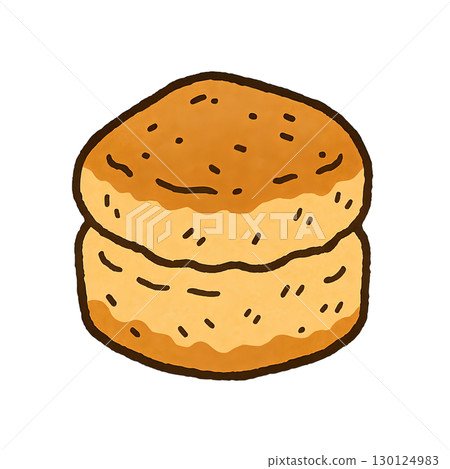 Cute cutout illustration of a hand-drawn plain scone 130124983