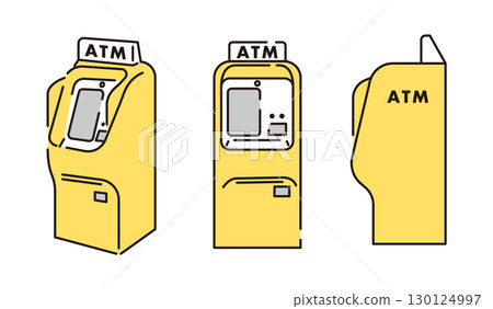 簡單插圖 ATM 圖像集 簡單插圖 ATM 圖像集 130124997