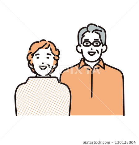 Simple illustration of smiling senior men and women Simple illustration of smiling senior men and women 130125004