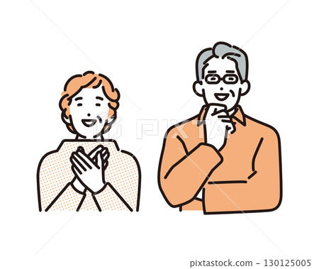 Simple illustration of smiling senior men and women Simple illustration of smiling senior men and women 130125005