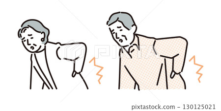 老年男性和女性背痛的簡單說明 老年男性和女性背痛的簡單說明 130125021