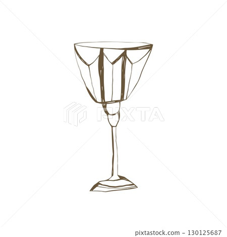 Hand drawn goblet in simple sketch style for gothic party feast decor poster and card design 130125687
