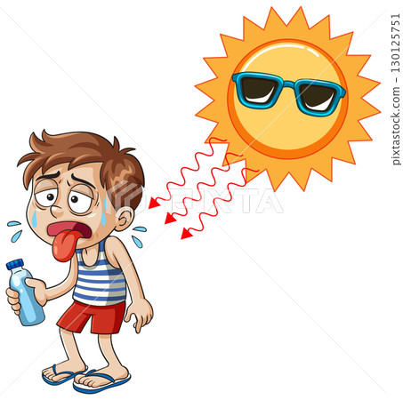 Dehydrated Boy Under Intense Summer Sun Dehydrated Boy Under Intense Summer Sun 130125751