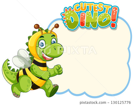 Adorable Dinosaur in Bee Costume Illustration Adorable Dinosaur in Bee Costume Illustration 130125776