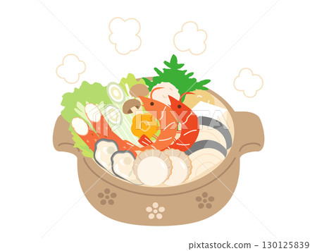 Illustration of a seafood hotpot Illustration of a seafood hotpot 130125839