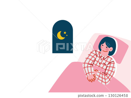 一名婦女睡在四人床上 130126458