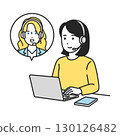 一名女學生在電腦上參加線上英語課的插圖 130126482